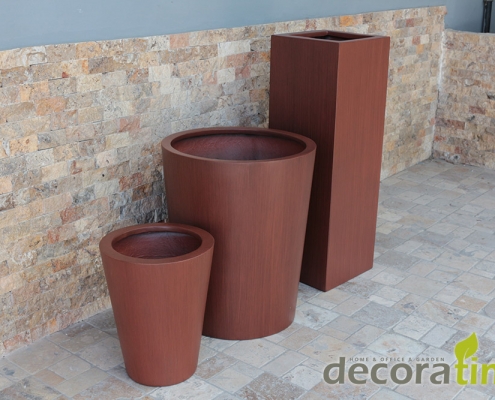 Corten Görünümlü Fiber Saksılar